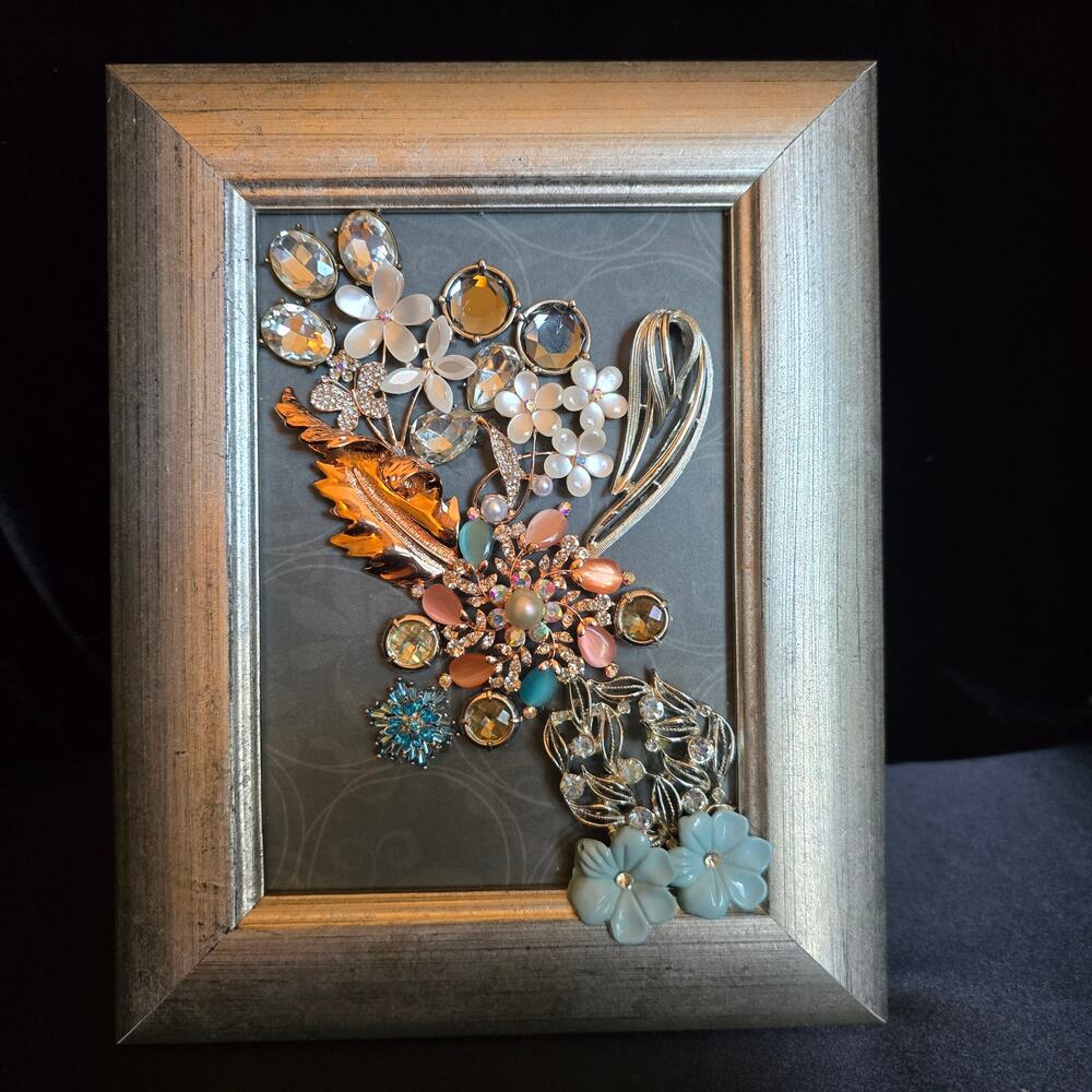 Handmade Framed Jewelry Art 8"W x 10"H